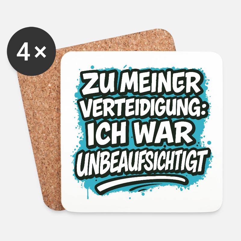 Zu meiner Verteidigung – ich war unbeaufsichtigt - Untersetzer (4er-Set) - Weiß