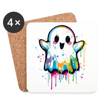 Colorful Graffiti Ghost – Cute & Halloween Style - Coasters (set of 4) - white - Front
