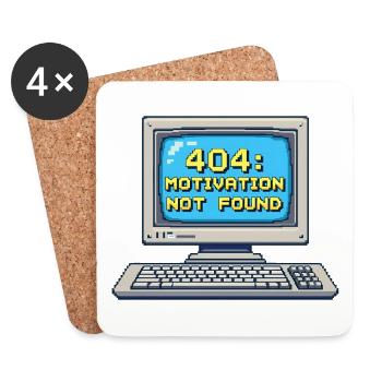 8-Bit Pixel Retro PC – 404 Motivation Not Found - Untersetzer (4er-Set) - Weiß - Vorne