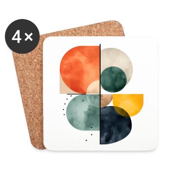 Abstrakte Kreise Aquarell Design Bunt Geometrie - Untersetzer (4er-Set) - Weiß - Vorne