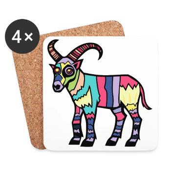 Mountain Goat Halloween Zombie - Coasters (set of 4) - white - Front