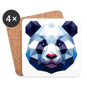 Panda Lowpoly - Dessous de verre (lot de 4) - blanc - Devant