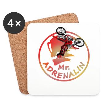 Mr Adrenalin Stunt Motocross - Untersetzer (4er-Set) - Weiß - Vorne