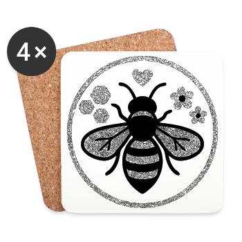 Sauvez les abeilles - Motif d’abeille de la nature - Dessous de verre (lot de 4) - blanc - Devant