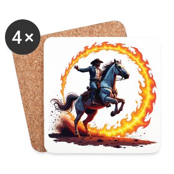 Feuerkreis Cowboy Reiter - Untersetzer (4er-Set) - Weiß - Vorne