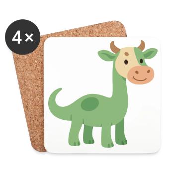 Dinosaure avec tête de vachette - Dessous de verre (lot de 4) - blanc - Devant