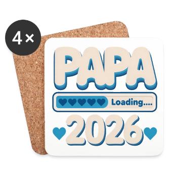 Papa 2026 Loading | stolzer Vater Baby Geschenk - Untersetzer (4er-Set) - Weiß - Vorne