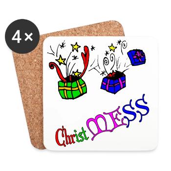 Cadeau de Noël Surprise - Dessous de verre (lot de 4) - blanc - Devant