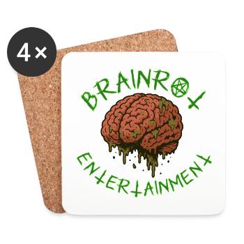Brainrot Entertainment – Rotten Mind Design - Untersetzer (4er-Set) - Weiß - Vorne