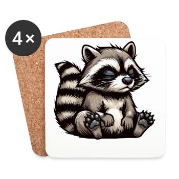 Parlez à la patte Waschbär Waschbären Raton laveur - Dessous de verre (lot de 4) - blanc - Devant
