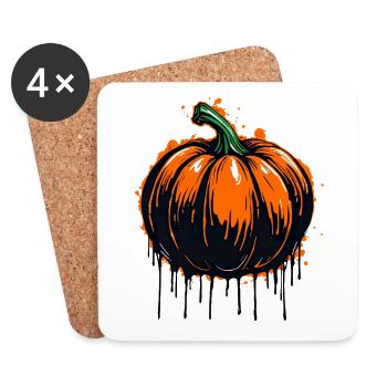 Graffiti Kürbis - Gruseliges Halloween Design - Untersetzer (4er-Set) - Weiß - Vorne