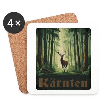 Cerf de Carinthie dans la forêt - Dessous de verre (lot de 4) - blanc - Devant
