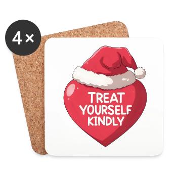 Anime Heart Treat Yourself Kindly Christmas - Coasters (set of 4) - white - Front