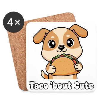 Taco Dog Charm Taco Bout Cute - Coasters (set of 4) - white - Front