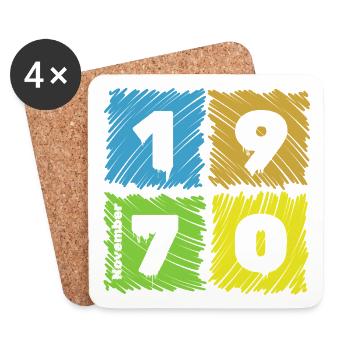 55. Geburtstag Farbige Patches since 11/1970 - Coasters (set of 4) - white - Front