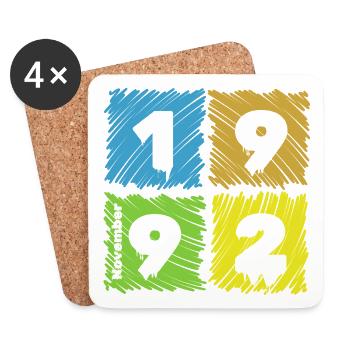 33. Geburtstag Farbige Patches since 11/1992 - Coasters (set of 4) - white - Front