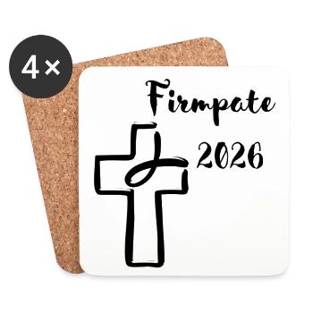 Firmpate 2026 Firmung Fisch taucht in Kreuz - Untersetzer (4er-Set) - Weiß - Vorne