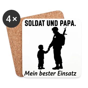 Soldat et papa - Dessous de verre (lot de 4) - blanc - Devant