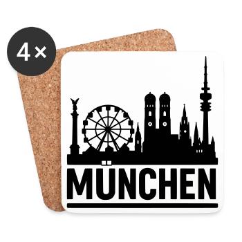 München Munich Silhouette Skyline - Untersetzer (4er-Set) - Weiß - Vorne