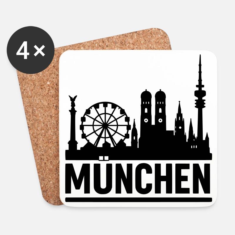 München Munich Silhouette Skyline - Untersetzer (4er-Set) - Weiß
