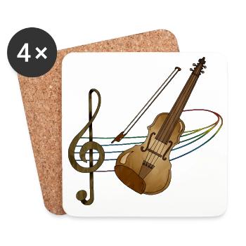 Violon - Dessous de verre (lot de 4) - blanc - Devant