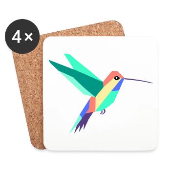 Bunte geometrische Kolibri-Kunst - Untersetzer (4er-Set) - Weiß - Vorne