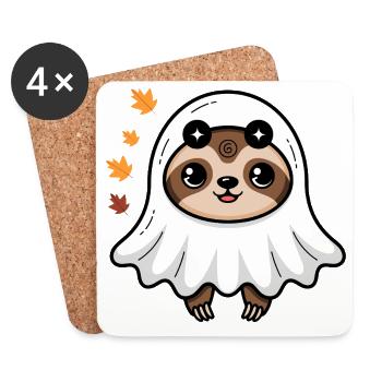  Süßes Faultier Halloween Geist Design mit - Untersetzer (4er-Set) - Weiß - Vorne