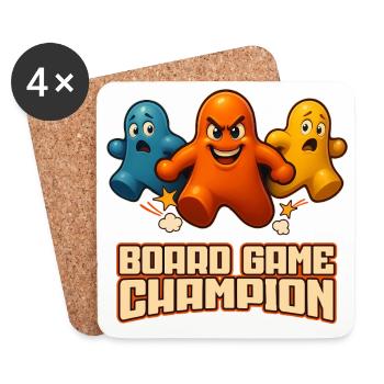 Board Game Champion – Pièces de jeu amusantes - Dessous de verre (lot de 4) - blanc - Devant