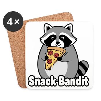 Snack Bandit Raccoon Pizza - Coasters (set of 4) - white - Front