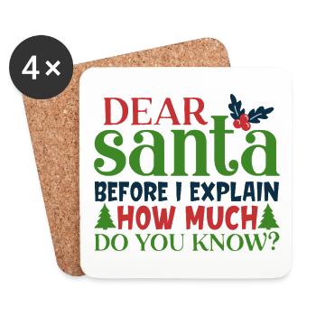Cher Père Noël avant que j’explique Citation amusante - Dessous de verre (lot de 4) - blanc - Devant