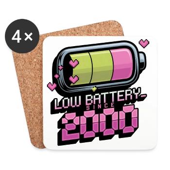 Y2K Retro – Batterie faible depuis 2000 - Dessous de verre (lot de 4) - blanc - Devant