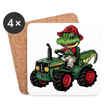 Alligator Traktor Farmer - Untersetzer (4er-Set) - Weiß - Vorne