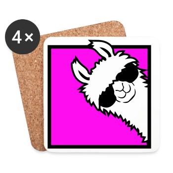 Lama Cool Peeks Around Corner Side Sunglasses Alpaca - Coasters (set of 4) - white - Front