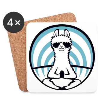 Lama Cool Zen Meditation Sonnenbrille Entspannt - Untersetzer (4er-Set) - Weiß - Vorne