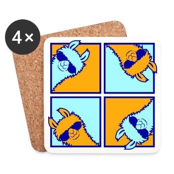 Four Colorful Llamas Tile Pattern 4 Pop Art Alpacas - Coasters (set of 4) - white - Front