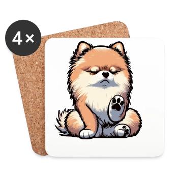 Talk to the Paw Pomeranian Pomeranian Pomeranian Spitz Dog - Coasters (set of 4) - white - Front