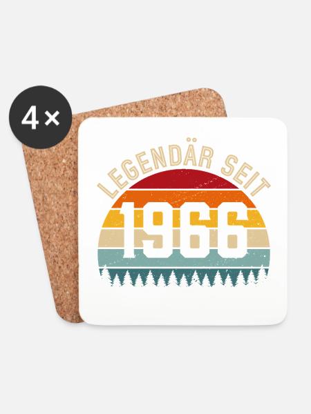 Legendär seit 1966 – Jahrgang 1966 - Untersetzer (4er-Set) - Weiß