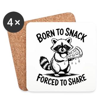 Born to Snack, Forced to Share - Funny Raccoon - Coasters (set of 4) - white - Front