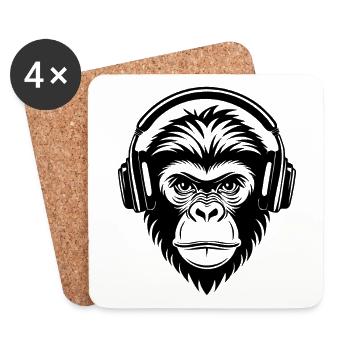 Graffiti Monkey Head Streetstyle Beat Edition Shirt - Coasters (set of 4) - white - Front
