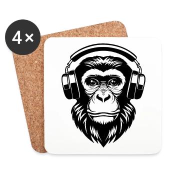 Chemise d’art minimaliste Monkey Head Lines Edition - Dessous de verre (lot de 4) - blanc - Devant