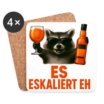 Es Eskaliert Eh Waschbär Spritz Party Geschenkidee - Untersetzer (4er-Set) - Weiß - Vorne