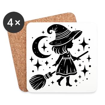 Motif Sorcière Halloween - Dessous de verre (lot de 4) - blanc - Devant