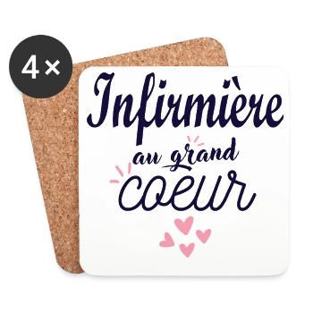 Cadeau infirmière personnalisé - super infirmière - Dessous de verre (lot de 4) - blanc - Devant