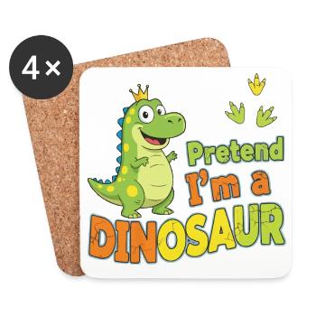 Faire semblant d’être un dinosaure - Dessous de verre (lot de 4) - blanc - Devant
