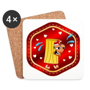 CHRISTMAS SANTA CLAUS EATING PASTA - Coasters (set of 4) - white - Front