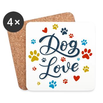 Dog Love Script - Coasters (set of 4) - white - Front