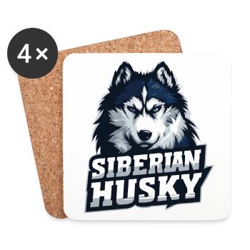 Chien husky sibérien – Portrait Hunde - Dessous de verre (lot de 4) - blanc - Devant
