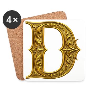 Ornamental gold Initial D - Coasters (set of 4) - white - Front