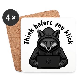 Think Before You Click - Cyber Security - Coasters (set of 4) - white - Front