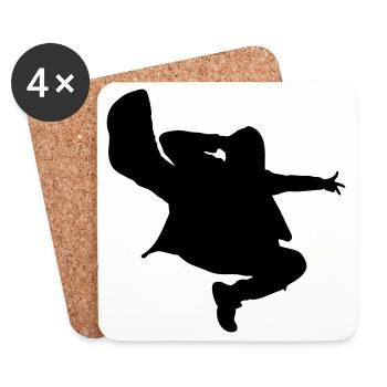B-Boy Silhouette – Breakdance Jump Kick - Untersetzer (4er-Set) - Weiß - Vorne